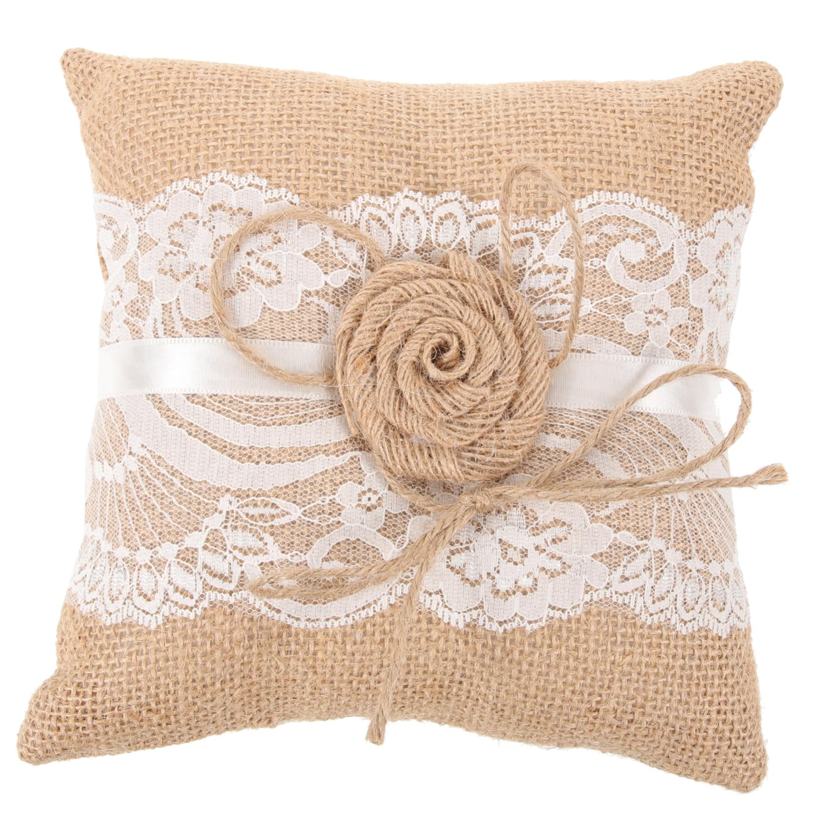 Almohada de anillo de bodas en lino artesanal PRETYZOOM