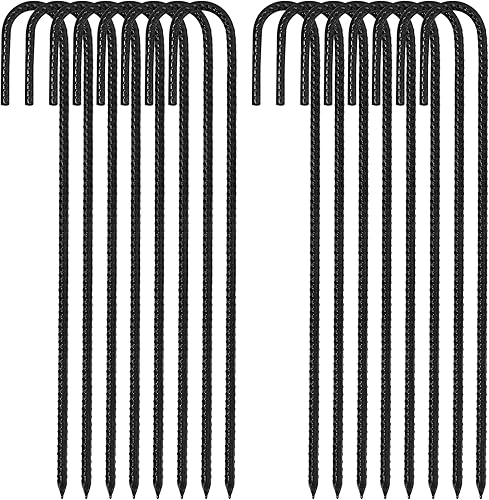 ERYTLLY Estacas de barra de refuerzo de 16 pulgadas, gancho en J, estacas de metal galvanizado resistentes para barril de tierra, juego de