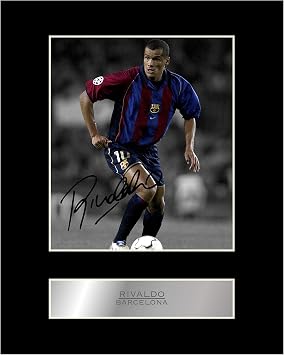 Iconic pics Rivaldo Signed Mounted Photo Display Barcelona FC #1 Autographed Gift picture print
