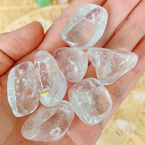 Miniatura 5 de QINJIEJIE Cristales de cuarzo transparente a granel (más de 1000 quilates) piedra pulida de 0.6-1 pulgada, piedras curativas para decoración de