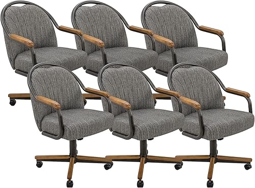 Miniatura 33 de Chromcraft Juego de 4 sillas de comedor de cocina, giratorias, sillas de comedor, sillas tapizadas de espuma viscoelástica con ruedas giratorias