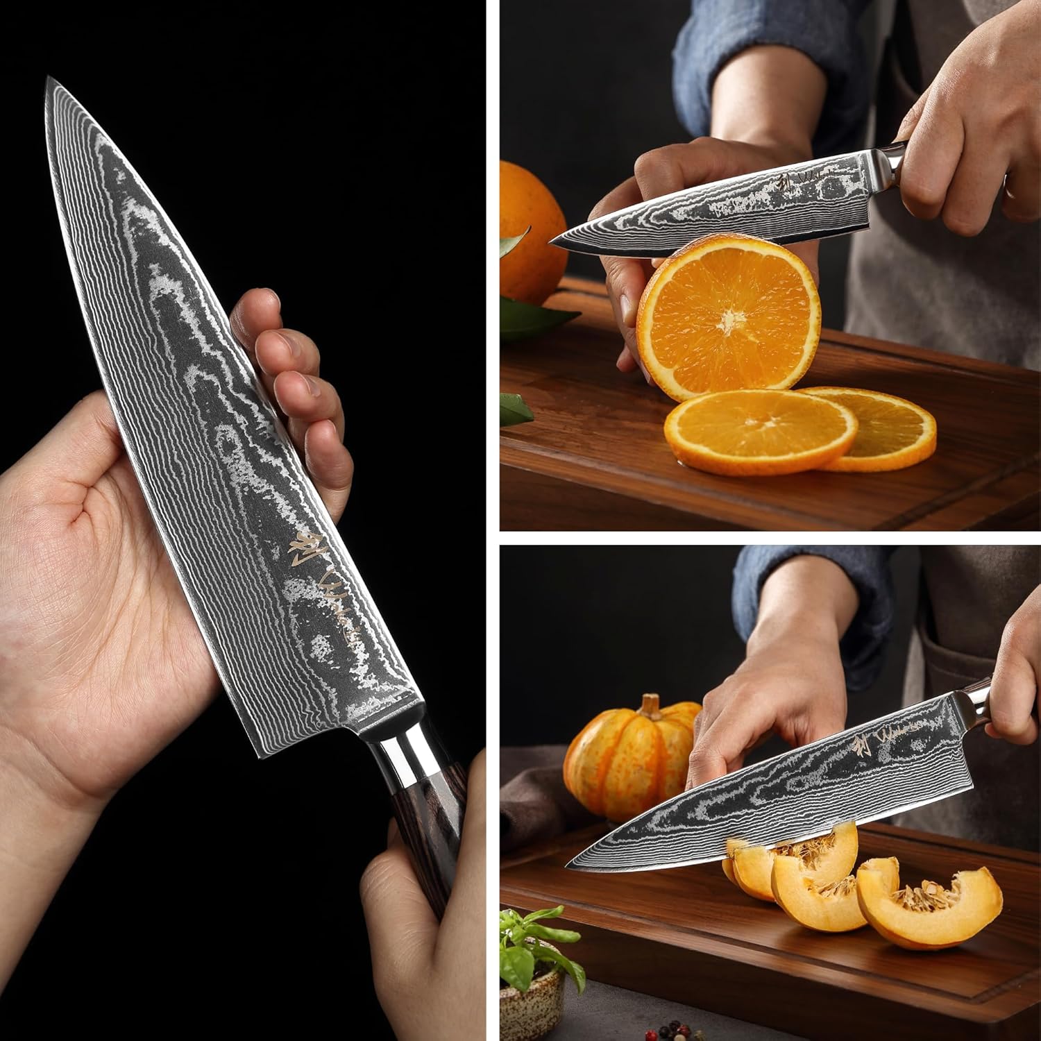 Wakoli EDIB Essentials 2-Piece Damascus Chef Knife Set – Professional Kitchen Knives with 67-Layer VG10 Core Steel, Ergonomic Pakkawood Handles – Premium Cooking Knives in Gift Box