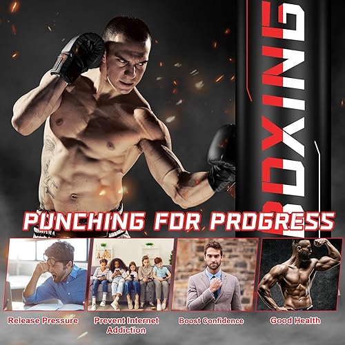 Miniatura 4 de Freestanding Punching Bag for Adult Teens, 70" Heavy Punching Bag with Boxing Gloves and Electric Air Pump for Beginners Kickboxing Training MMA