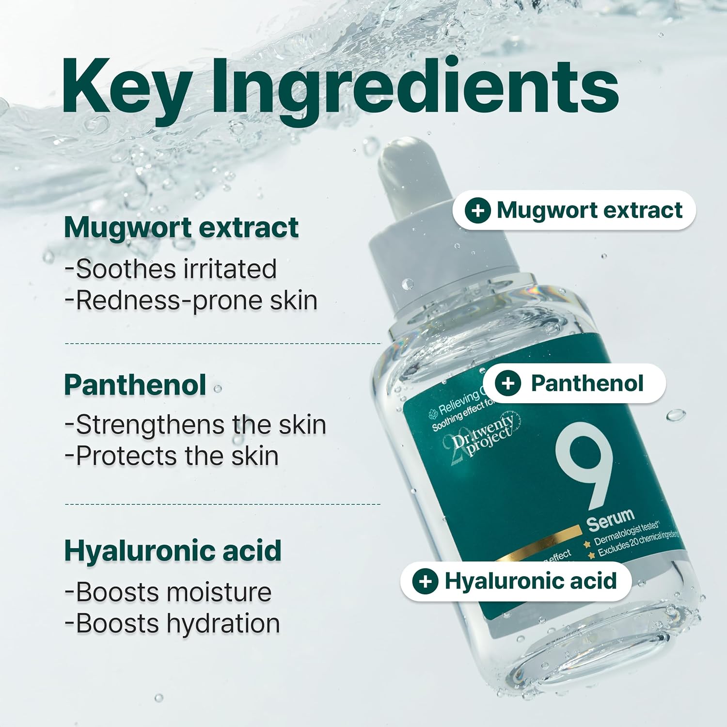 9 Serum for Calming, Hydrating, and Barrier-Strengthening with Mugwort Extract for Sensitive Skin - Redness-Reducing, Glowing, Deep Moisturizing - Korean Skin Care (50ml / 1.69 fl oz)