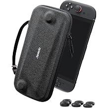 JEMDO Switch 2 Carrying Case, 12 Game Card Slots, Ultra-Slim Hard EVA Shell Compatible with Nintendo Switch 2, Anti-Scratch Protective Travel Case with 6 Thumb Grips, Black