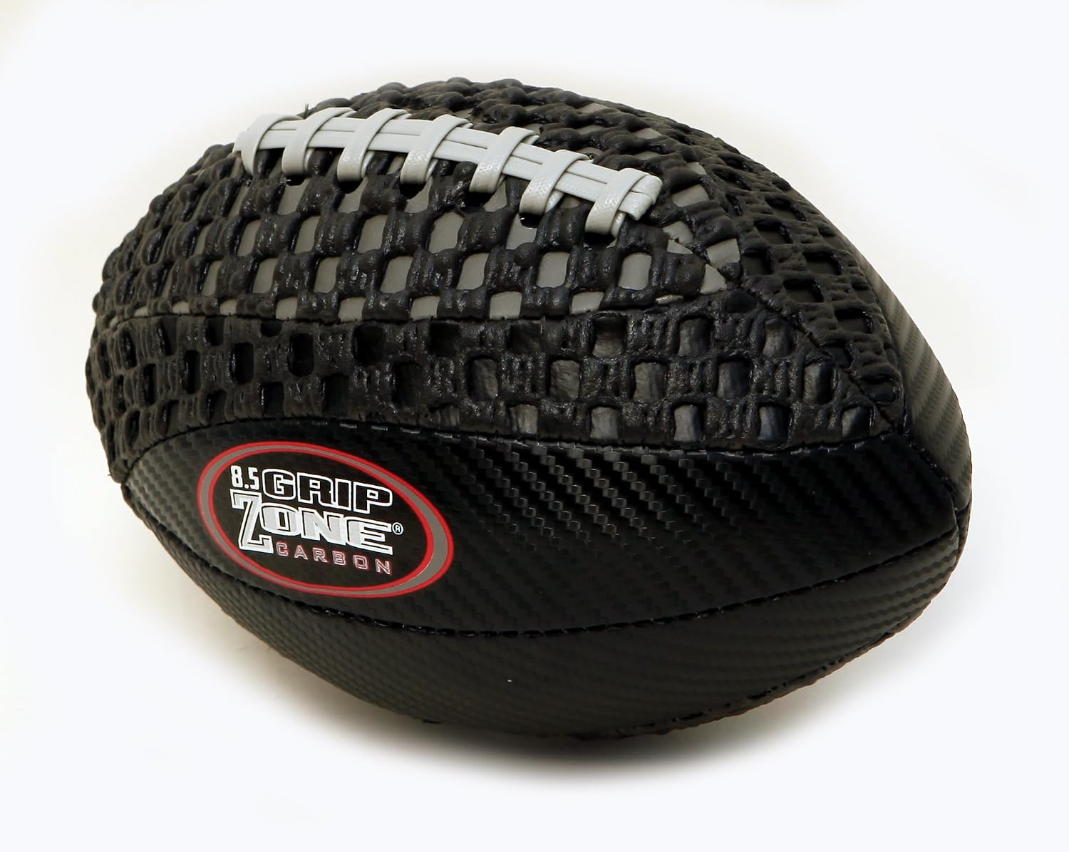 Grip Zone 8.5 inch Pee Wee Football, Size 6 to 9 in Black Carbon Design, Kids Football in Black, Gray