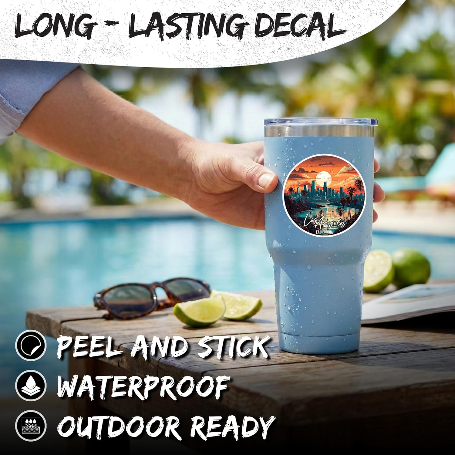Los Angeles California Sticker 4 Inch Travel Souvenir City Destination - Waterproof Vinyl Decal for Laptop Water Bottle Car Tumbler - Durable Aesthetic Long-Lasting Stickers for Adults ID44990 - Image 3