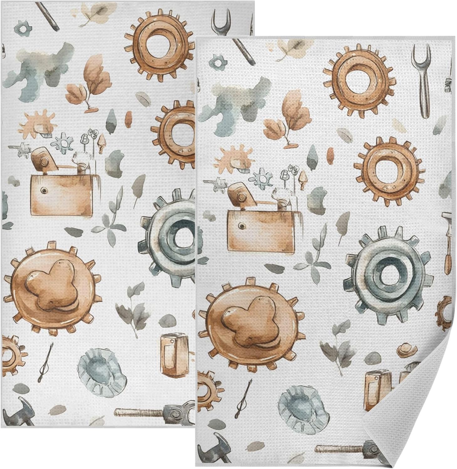 Watercolor Robot Waffle Kitchen Towels 18x30in, Highly Absorbent Quick-Dry Dish Cloths, Multi-Use Cleaning & Decor Towel for Kitchen, Bar & Gift
