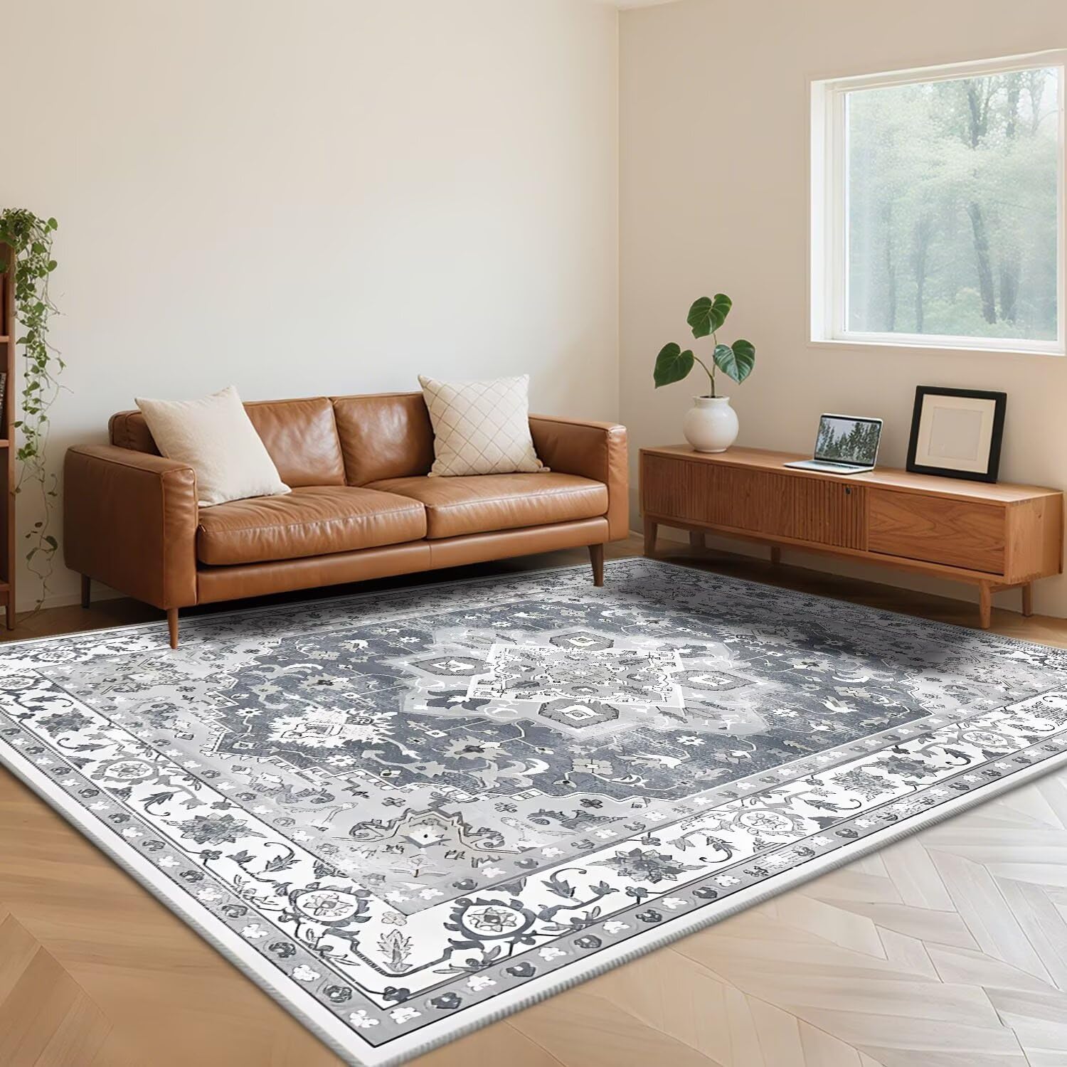 Tapis rétro lavable en machine 160x200 cm grand confort pour maison