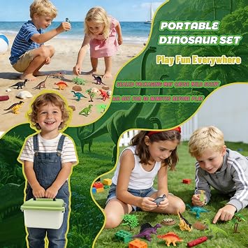34PCS Dinosaur Toys for Kids 3-5 with Storage Box,Birthday Gift