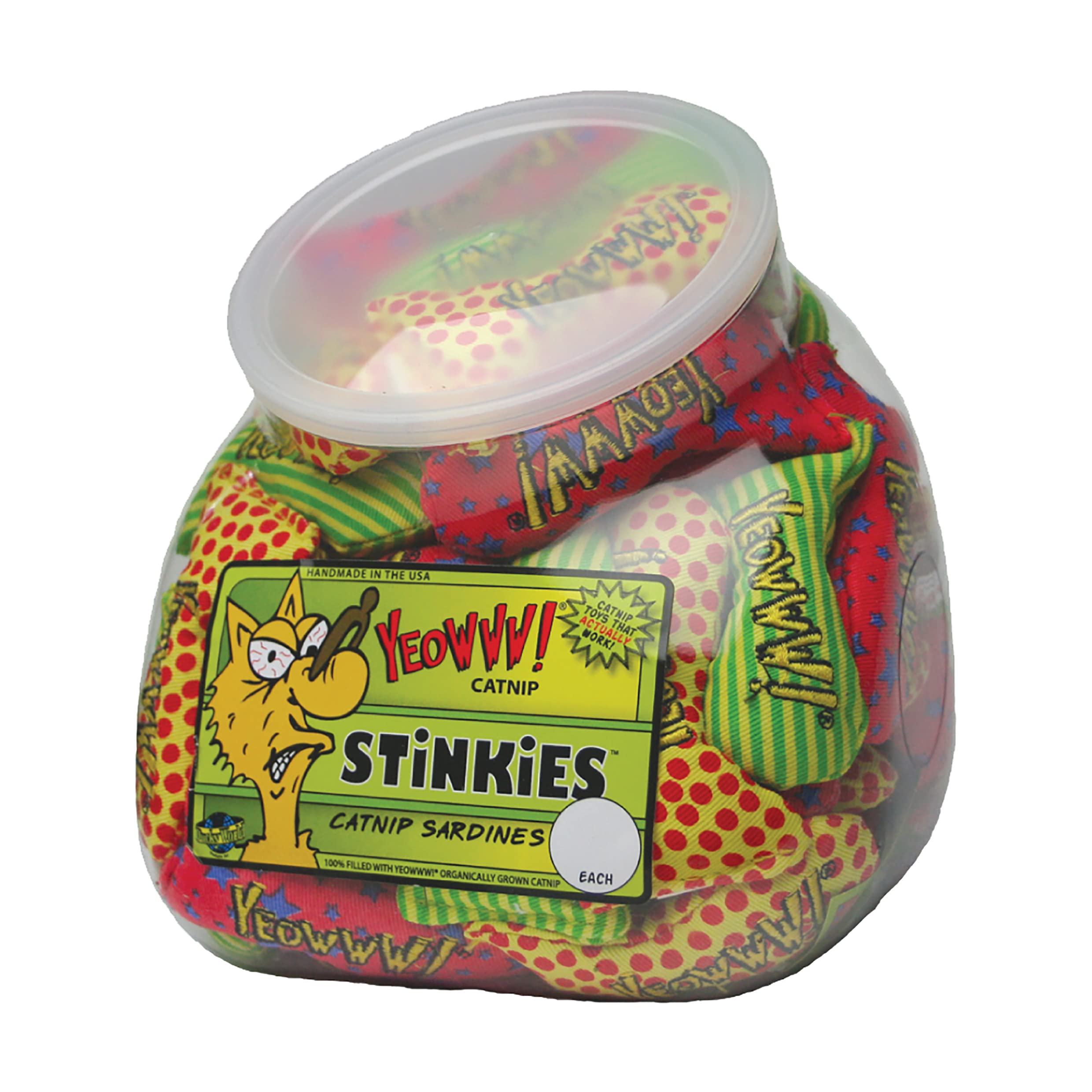 Yeowww Yeowww! Catnip Stinkies Cat Toy - Assorted - Fish Bowl Of 51