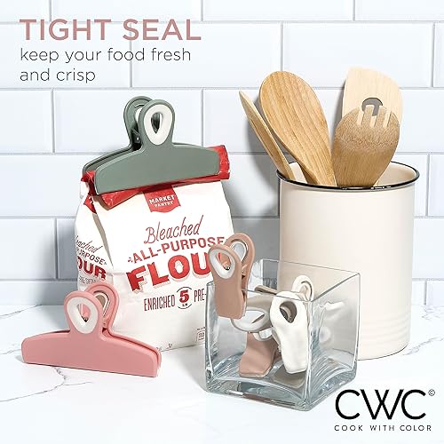 Miniatura 216 de COOK WITH COLOR Clips para bolsas – Clip de chip resistente y clips magnéticos para refrigerador para almacenamiento de alimentos con agarre Gris