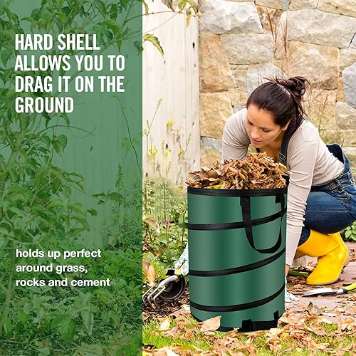 Miniatura 5 de Bote de basura plegable y desplegable de 30 galones, bolsas de basura reutilizables para patio, bolsas de césped y hojas de 18 x 24 pulgadas, tela