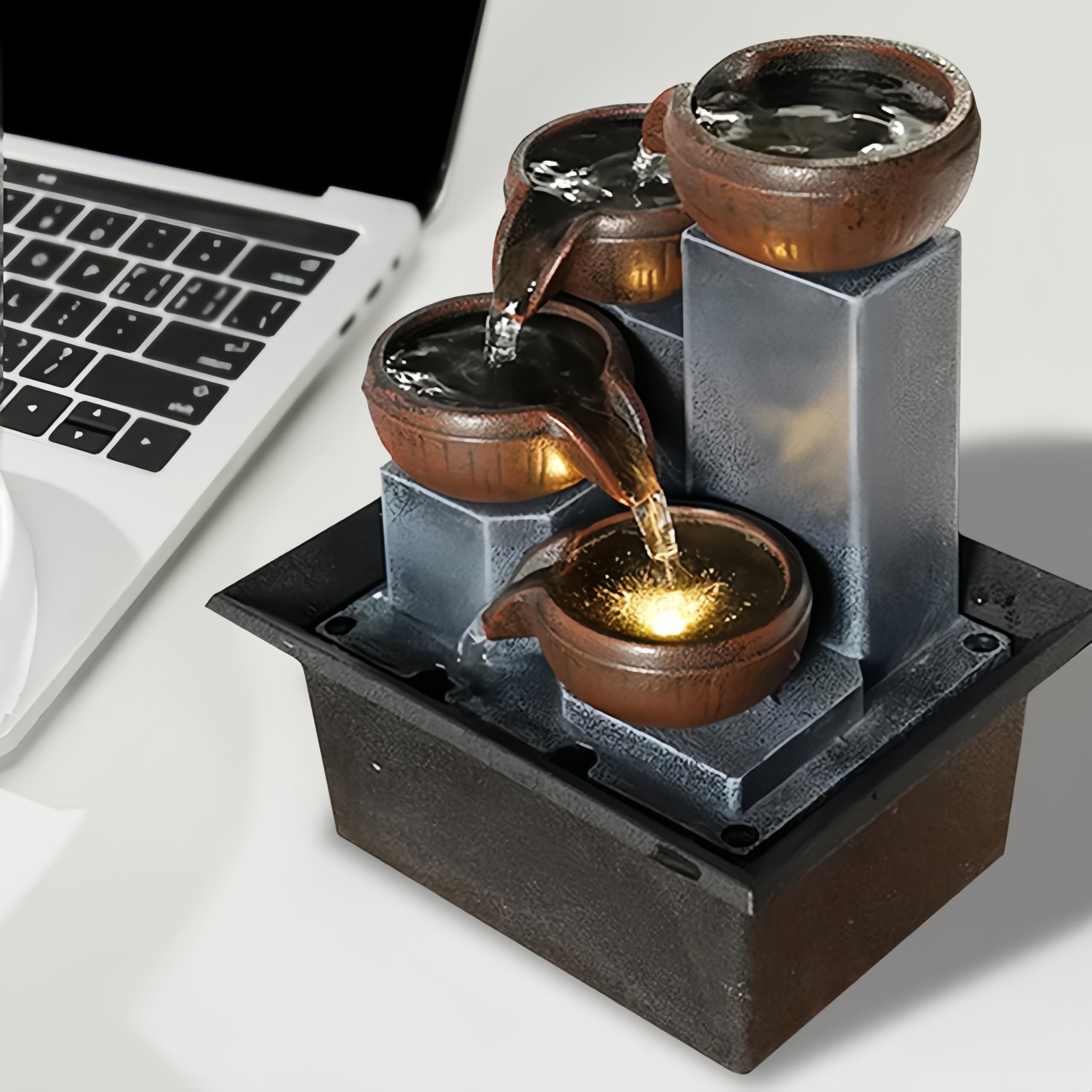 Fuente de Agua de sobremesa para Interiores: Elemento Decorativo para meditación, Yoga, Estudio, té, Salas de Estar, oficinas y Salones de Belleza.