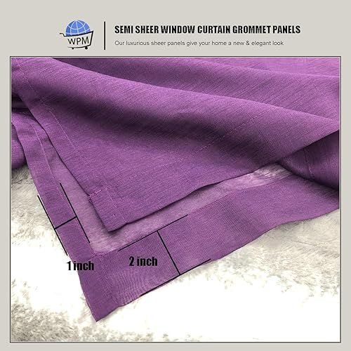 Miniatura 5 de WPM - Paneles de cortina traslúcidas para ventana, dormitorio, cocina, habitación de los niños, cortinas de gasa semi lisa con ojales, para sala de