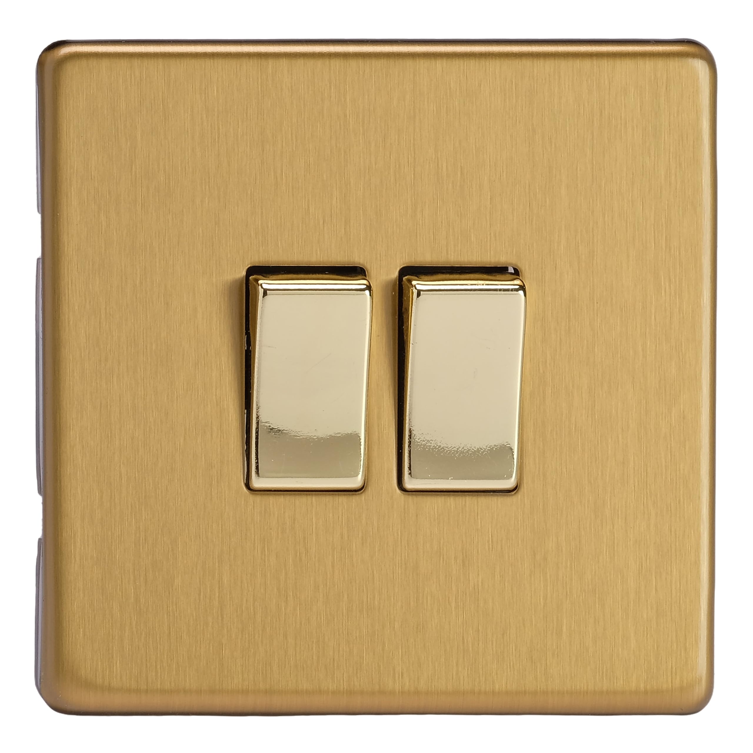 Varilight 2-Gang (10A Intermediate Switch + 10A 1- or 2-Way Rocker Switch) Brushed Brass