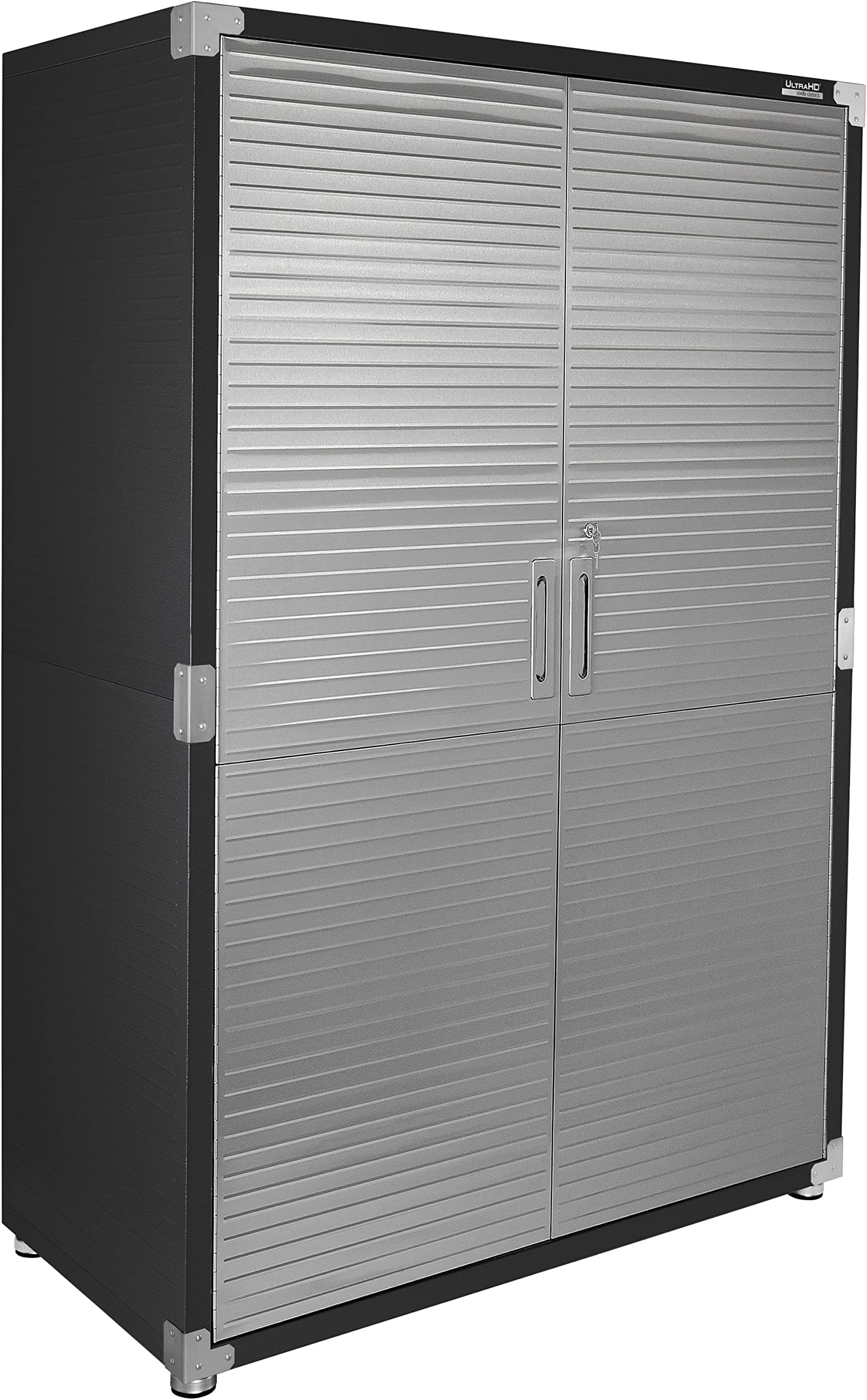 Seville Classics UltraHD Solid Steel Lockable Metal Storage Cabinet Locker Organizer with Adjustable Shelves for Garage, Warehouse, Office, Classroom, Graphite, 122 (W) x 61 (D) x 183 (H) cm