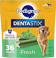 Vista 1 de Pedigree Dentastix - Golosinas para perros de raza grande, sabor fresco, bolsa de 1.87 libras (36 golosinas)