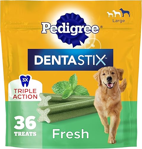 Miniatura 21 de Pedigree Dentastix Golosinas para Perros de Raza Grande de Doble Sabor, Tocino y Pollo, Bolsa de 1.47 lb (32 Golosinas)