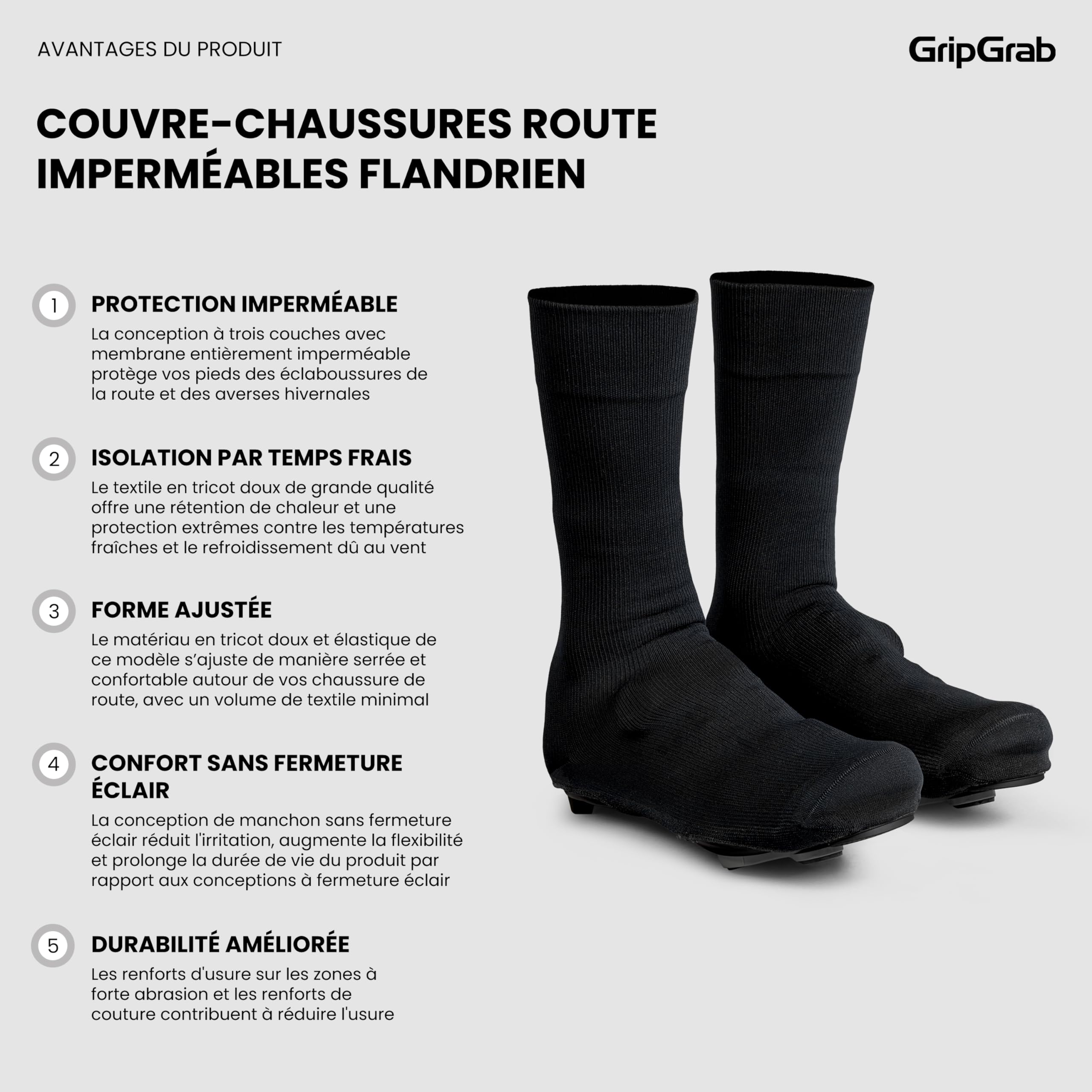 GripGrab Couvre-Chaussures Vélo de Route Imperméables Flandrien sur-Chaussures de Pluie Cyclisme en Mailles