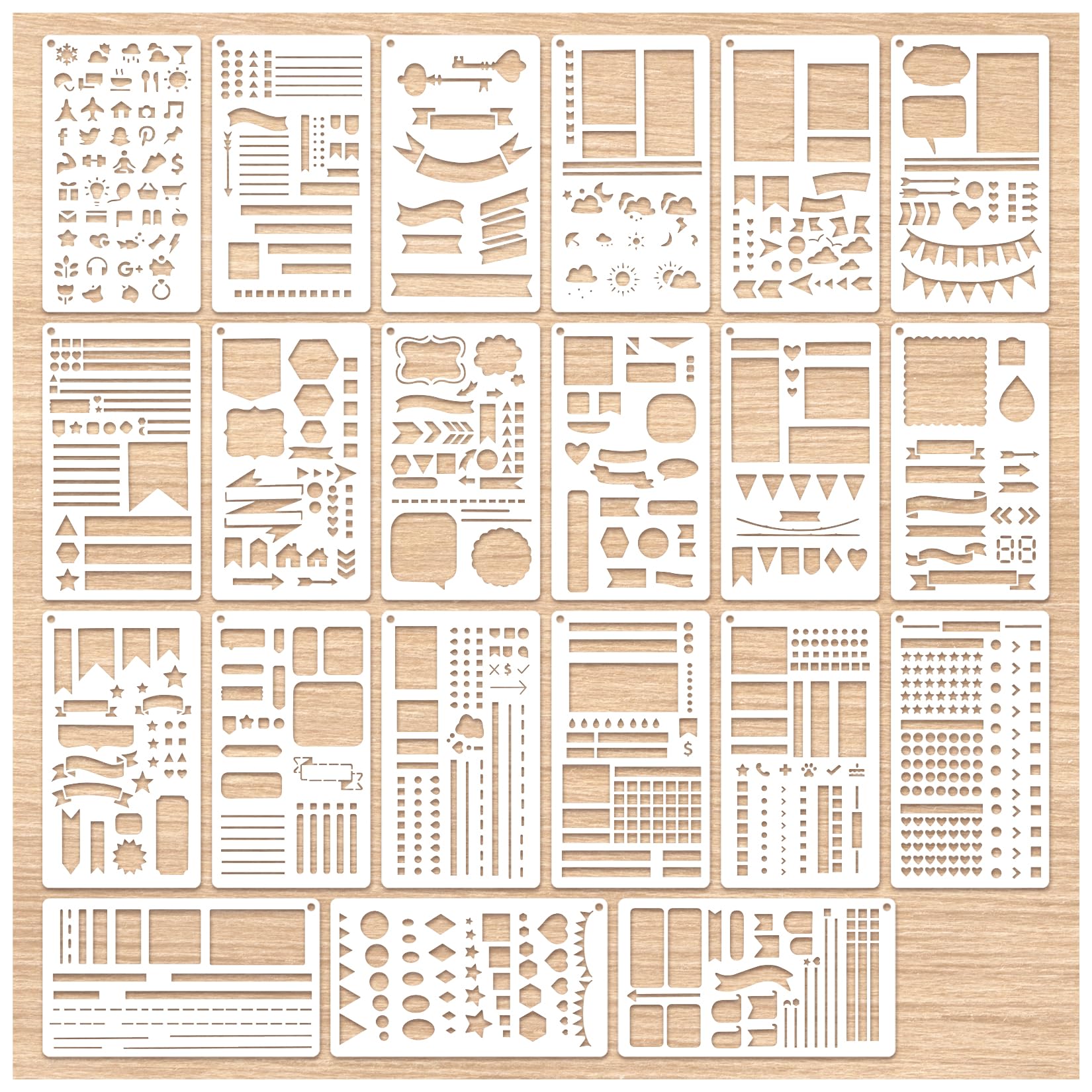 Pochoirs pour agendas en kit de 21 pour organiser vos notes facilement