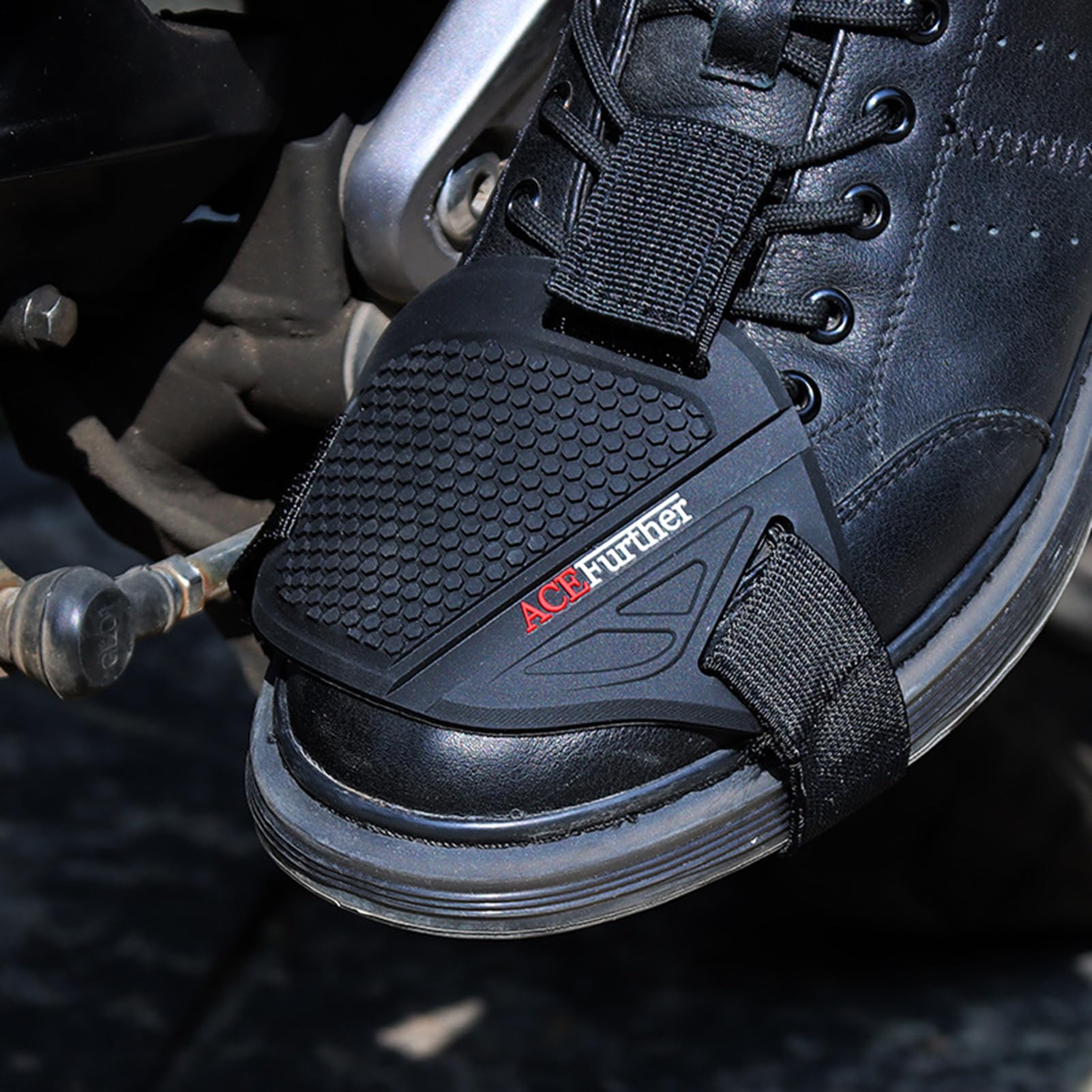 Copriscarpe per cambio moto, in gomma, protezione per scarpe da equitazione, stivali | nero con design elegante, protezione antiscivolo per moto, scarpe sportive, escursionismo, protezione quotidiana