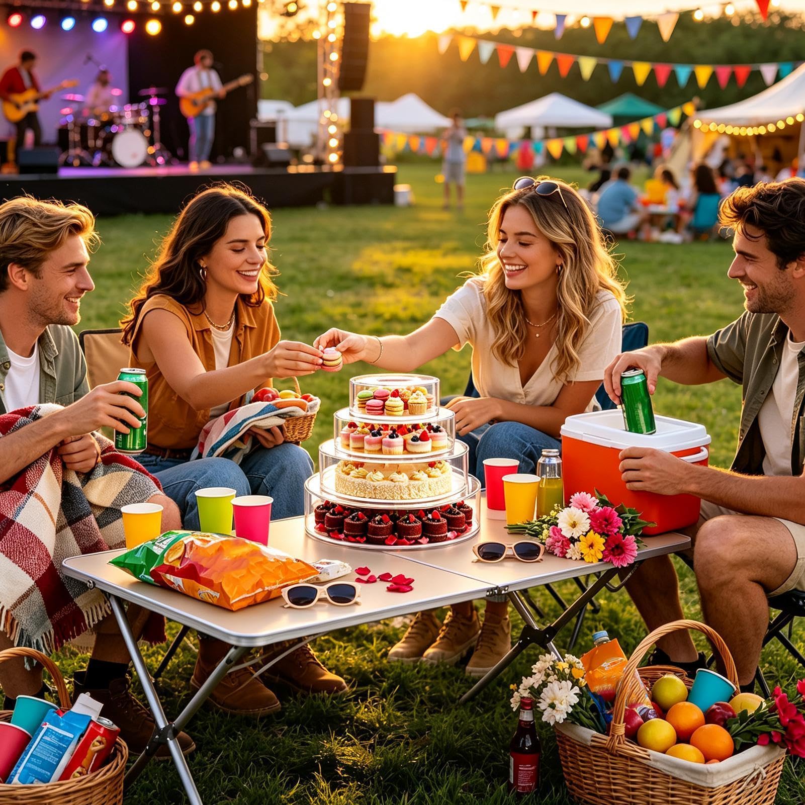 Supporto per Torta per Festa 4 Pezzi Espositore Dolci in Acrilico con LED