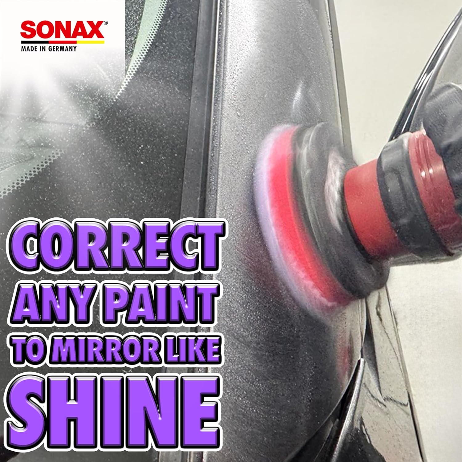 SONAX Hybrid Wool Pad | Heavy Cut Polishing Pad for Dual-Action Machines | Reduces Polishing Time | Removes Deep Scratches & Matting | 85% Wool, 15% Polyester | Low Heat | 494041| 3 Inch, 2 Pack - Image 4