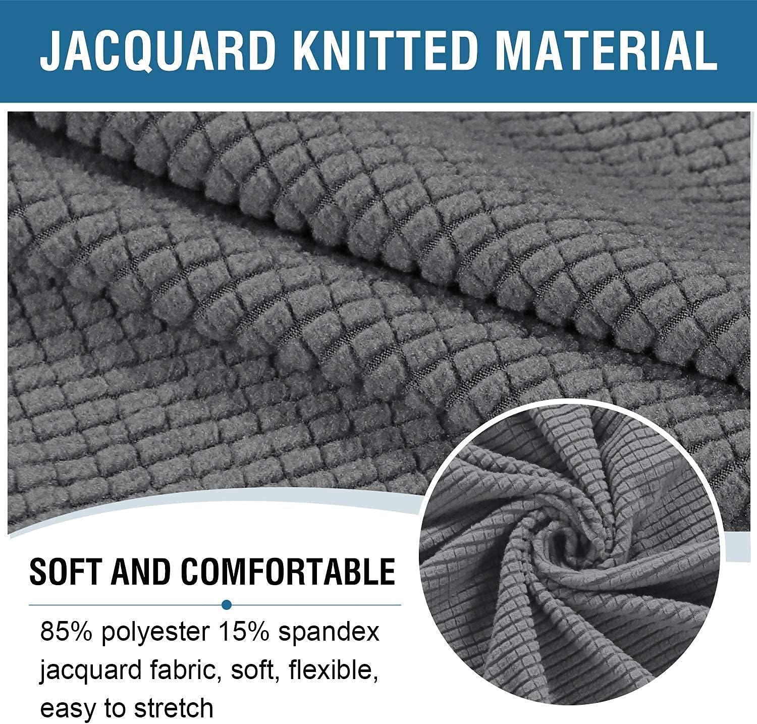 H.VERSAILTEX Rectangle Ottoman Slipcover Large Size Bundles Round Ottoman Slipcover (Medium, Gray)