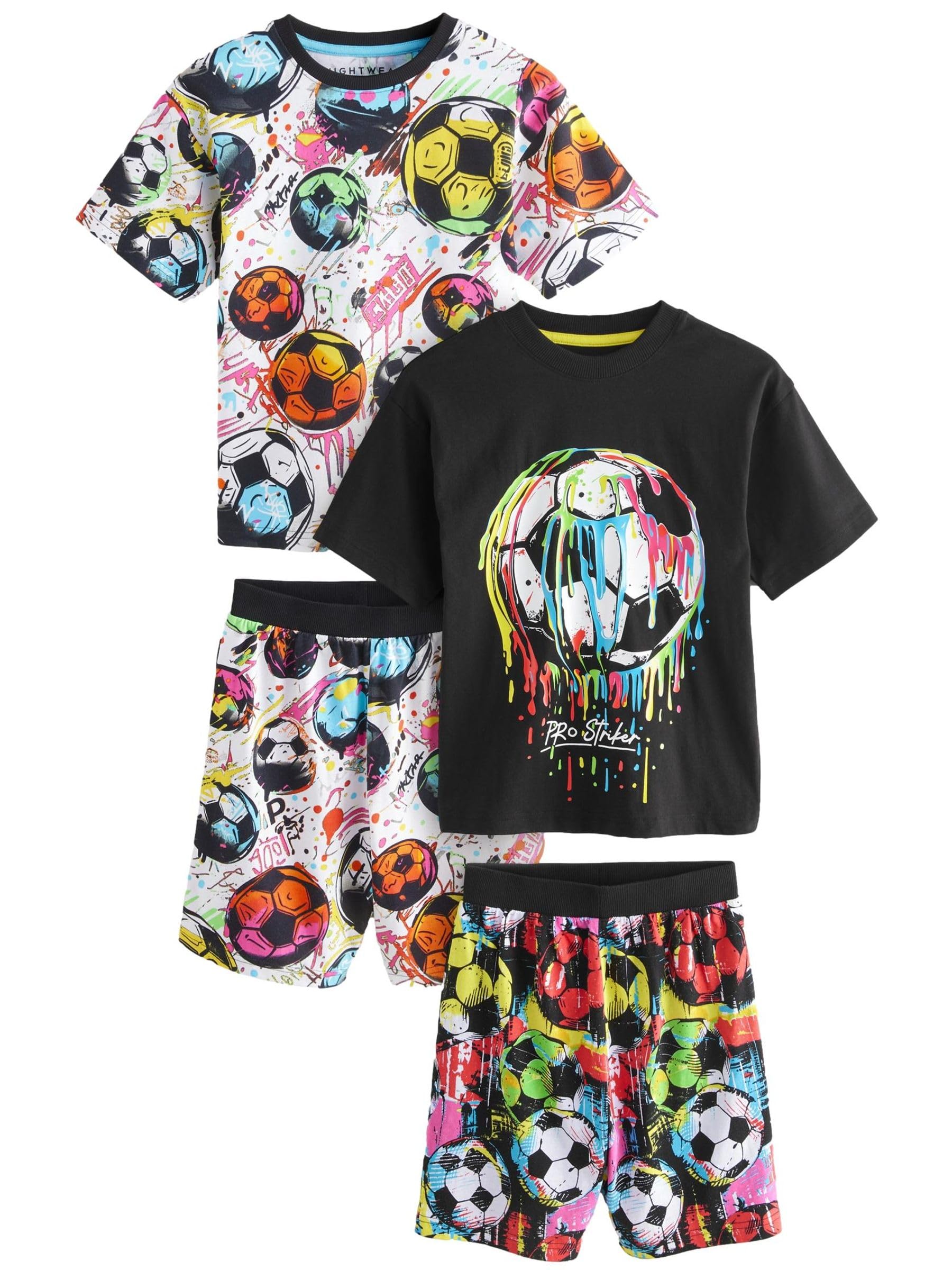 NEXT Niños Futbol Pack de 2 Pijamas con Pantalones Cortos 100% algodón