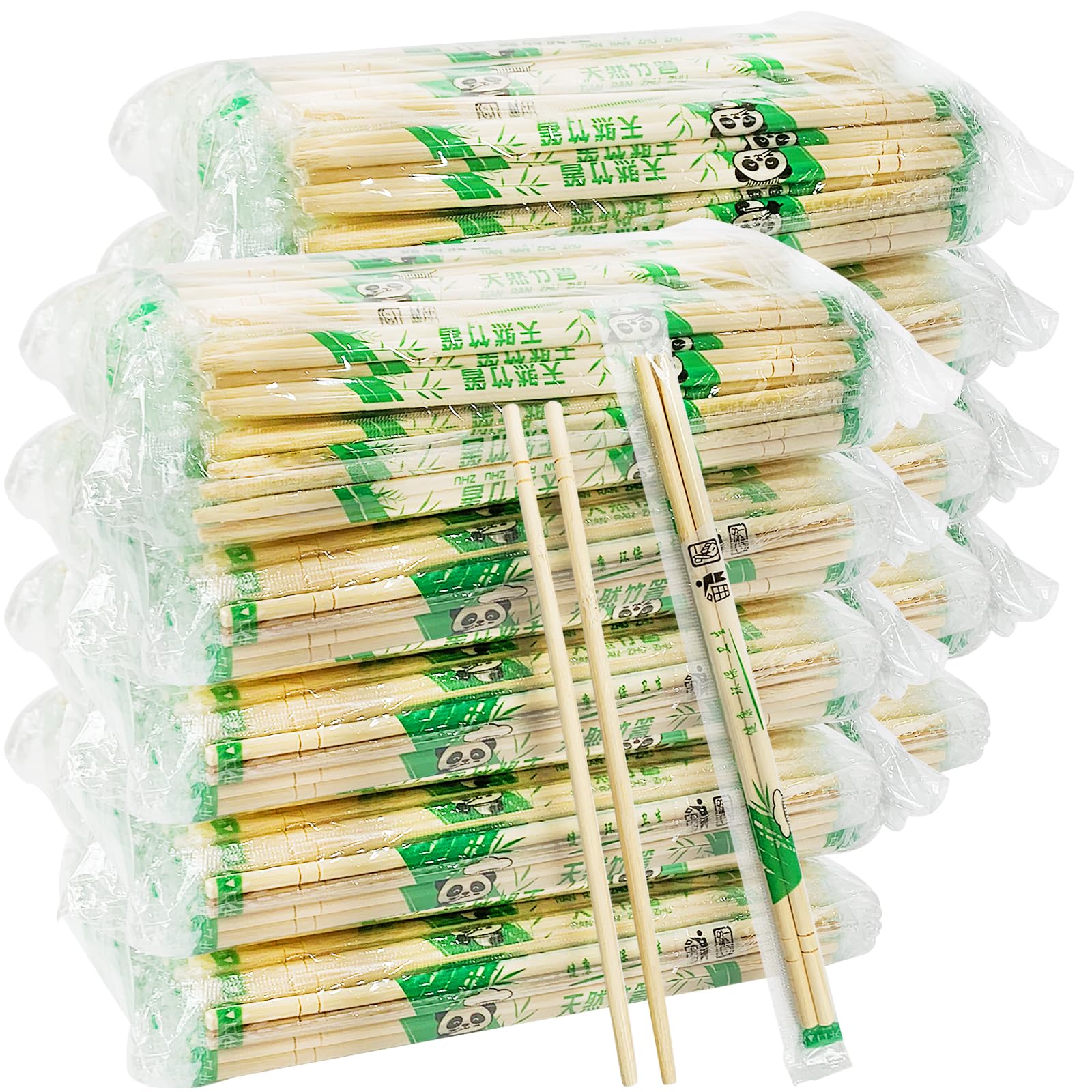 1000 Pairs 8 Inch Disposable Chopsticks, Separated Sleeved Individually Wrapped Disposable Bamboo Chopsticks, Bamboo Wooden for Noodles, Sushi, Asian Food