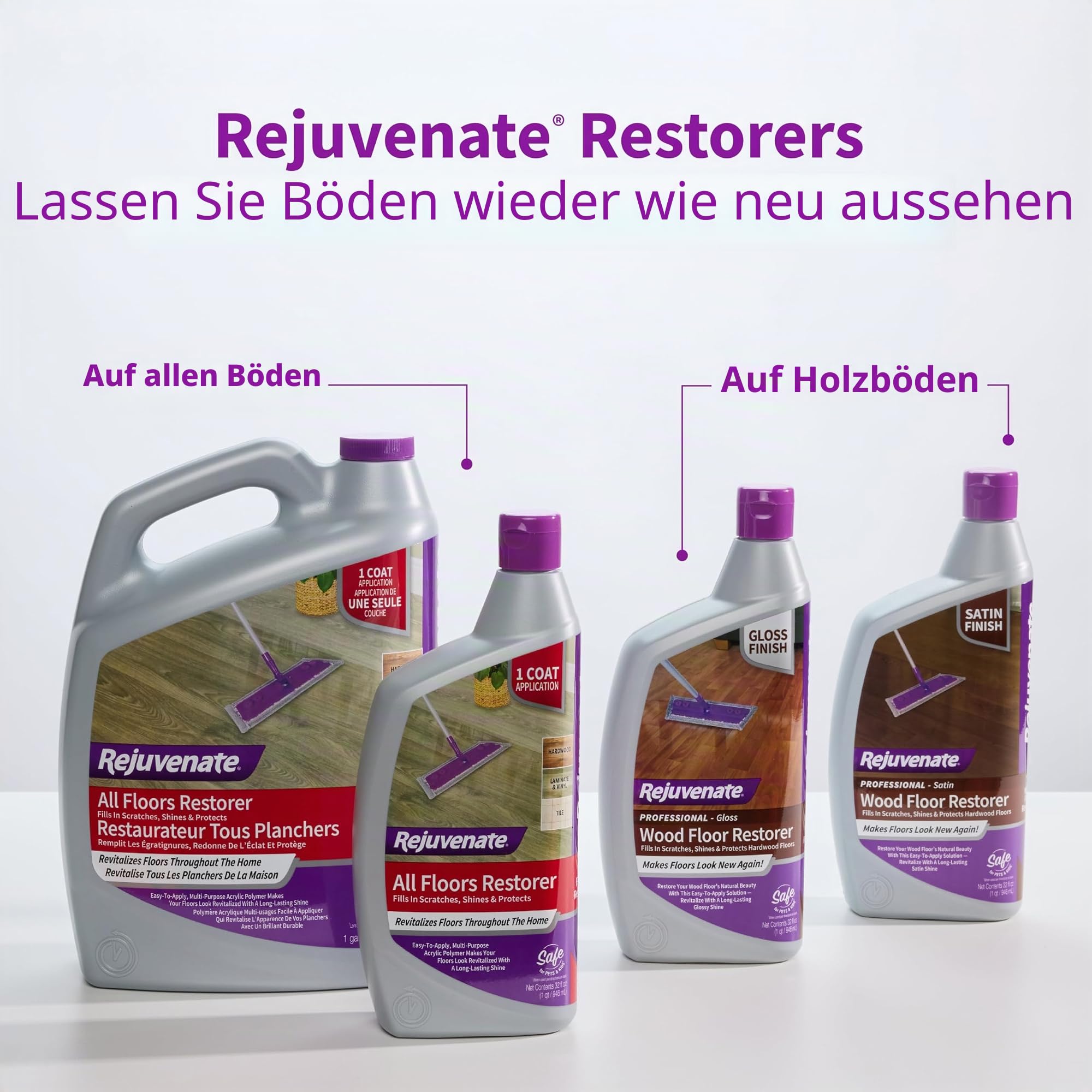 Rejuvenate Hartholz-Restaurator Professioneller Holzbodenreiniger und-politur, Holz, Hochglanz, Restorer 32oz, 32