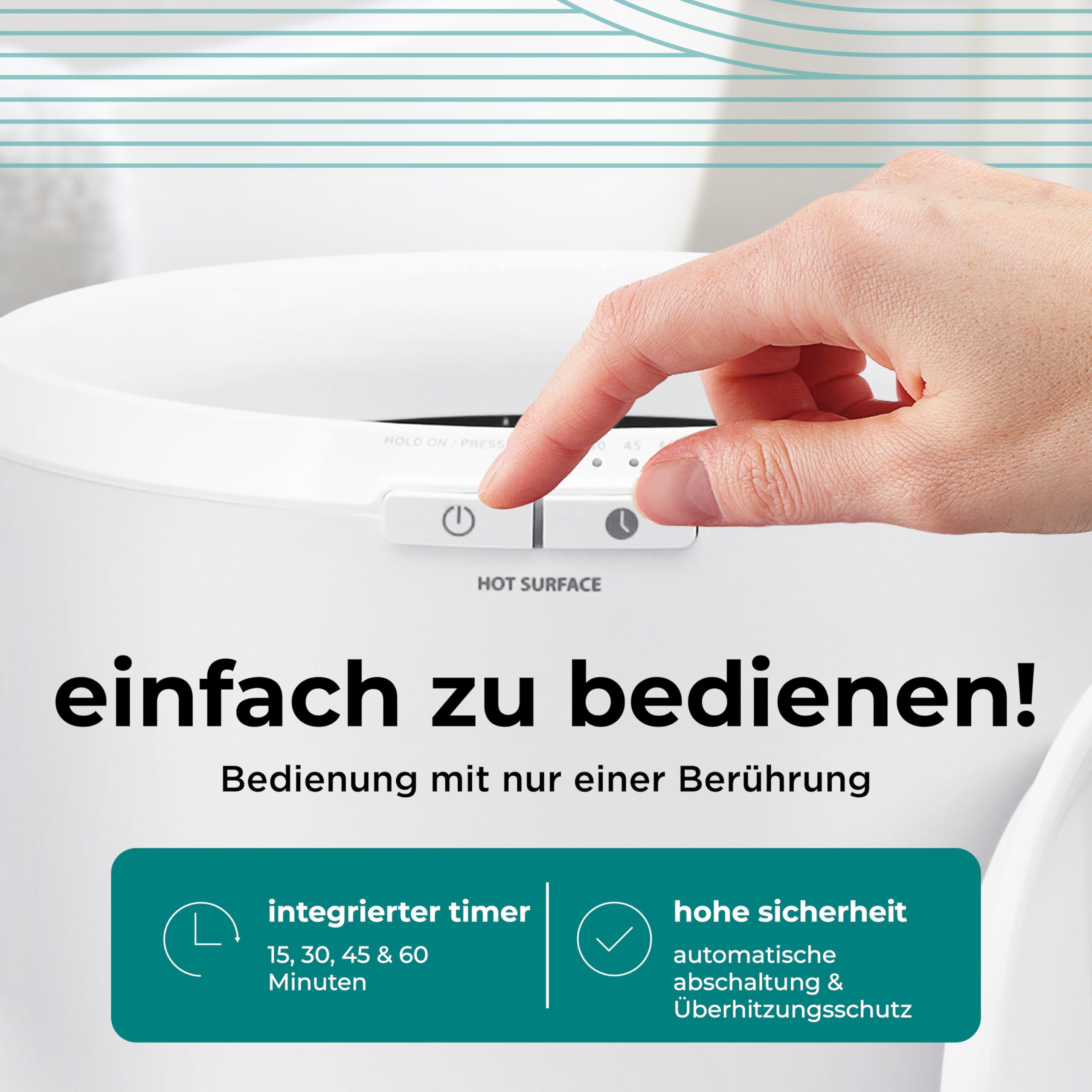 Handtuchwärmer Elektrisch Natur – Kompakter Handtuchheizkörper mit Timer & Überhitzungsschutz, Towel Warmer, Energiesparend & Mobil, Für Zuhause, Spa, Hotel oder Wellnessbereich