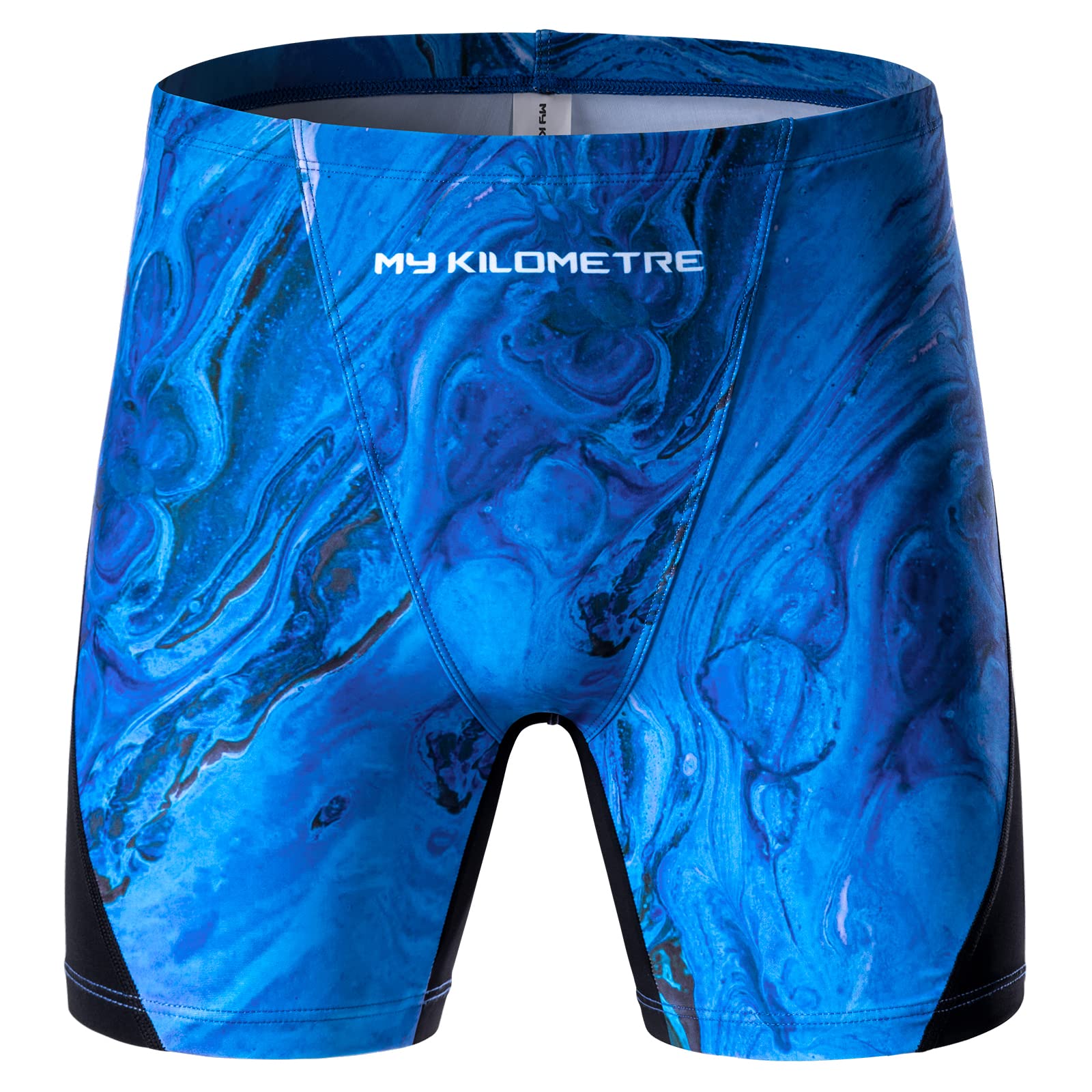 MY KILOMETRE Badehose Herren Kurz Jammer - Schnelltrocknende UV-Schutz Schwimmhose mit Tunnelzug für Training Wettkampf