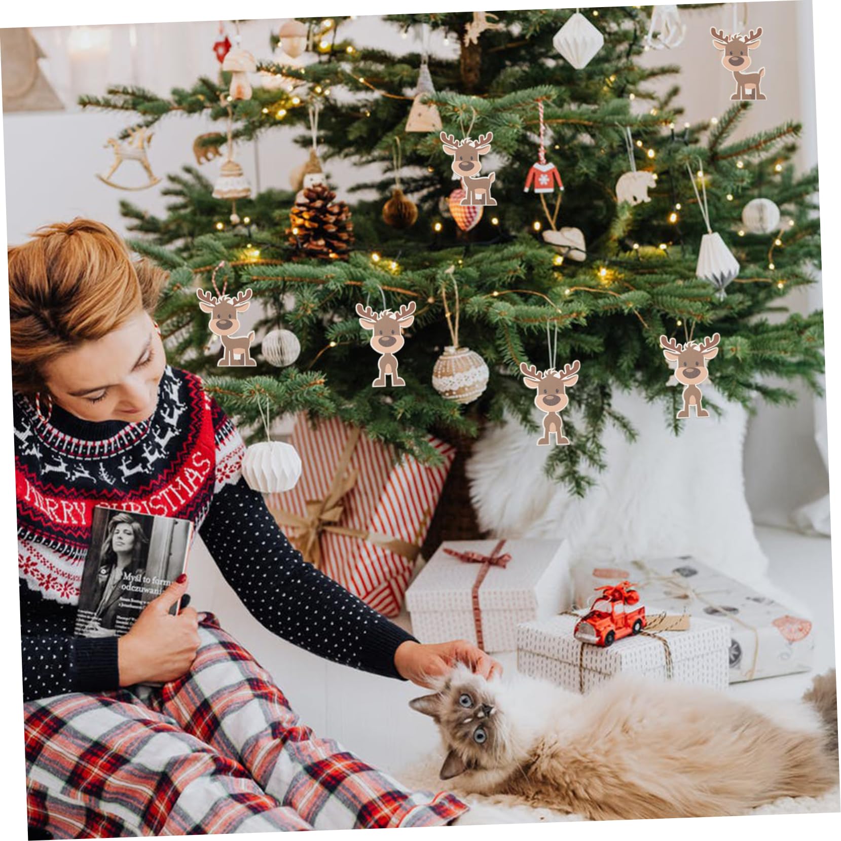 PRETYZOOM 8 Sätze Elch Charme Baumschmuck Weihnachten Weihnachtsdekorationen Wirbelt Farbtonlichter Weihnachten Weihnachtsschmuck Hirsch Anhänger 10 Stück * 8