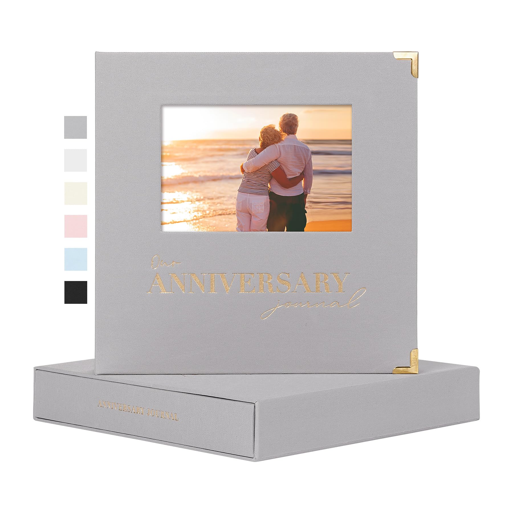 Journal d'anniversaire de mariage en lin gris de qualité supérieure pour couples