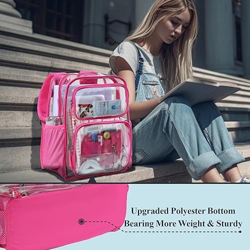 Miniatura 7 de PACKISM Mochila Transparente para la Escuela - 17 pulgadas Mochila Escolar Transparente Grande de Servicio Pesado, Mochila Transparente de PVC