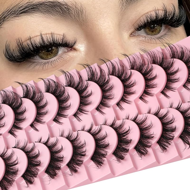 Cílios postiços em faixa QUNETY Fox Lashes com curvatura D, estilo cat eye, 1 unidade