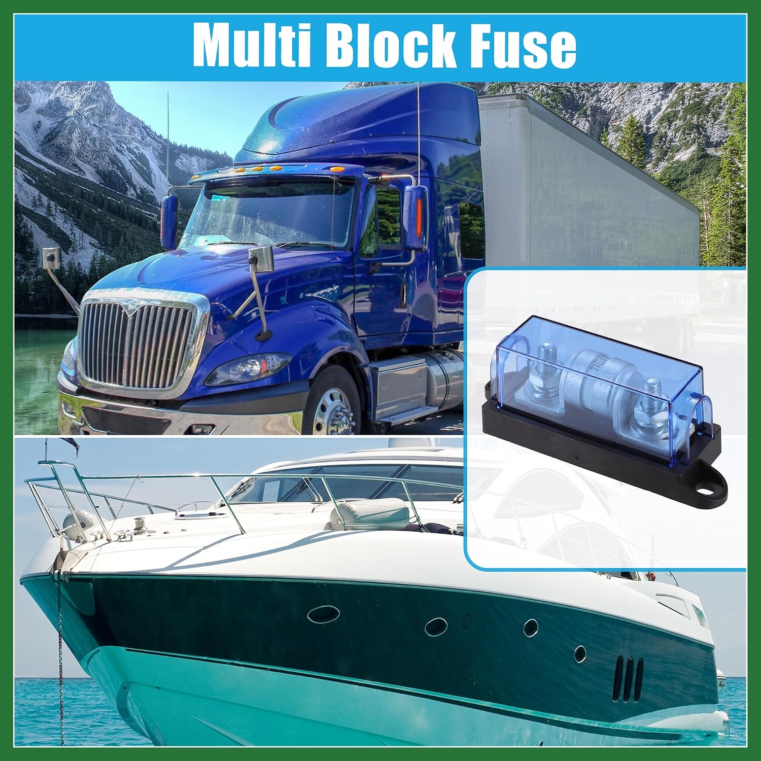 Motoforti 250V 400A Multi Block Fuse Class T Fuse Holder Circuit Fuses for Cars Boats Trucks Long-lasting