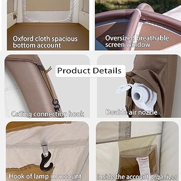 Naturehike Ango Air Inflatable Tent, 3 Person Quick Setup Air Tent with Silver Coated UPF50+ Sun Protection, Waterproof Windproof, Integrated Air Column, Portable Family Camping Tent for Outdoor