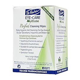 Dr. Fischer Eye Wipes - Hypoallergenic Eyelid Wipes for Everyday Eye Cleansing and Gentle Makeup Remover. (6 packs of 30 wipes each)