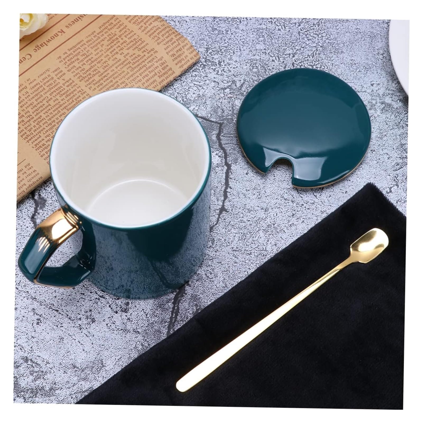 Tazas de café, tazas de bebidas, taza de cerámica con tapa, taza con tapa, taza para beber, taza de agua, taza de regalo, taza de porcelana, taza de café verde, taza de personalidad con tapa, taza de