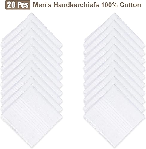Miniatura 2 de 20 pañuelos de algodón, pañuelos blancos para hombres, pañuelos de bolsillo blancos para hombres, pañuelos blancos para hombres, pañuelos, pañuelos