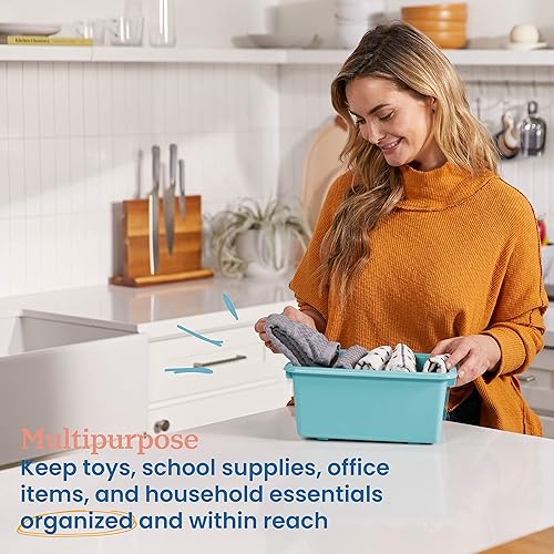 Miniatura 3 de ECR4Kids Cubo de almacenamiento frontal redondo, organización multiusos, espuma de mar, 5 piezas