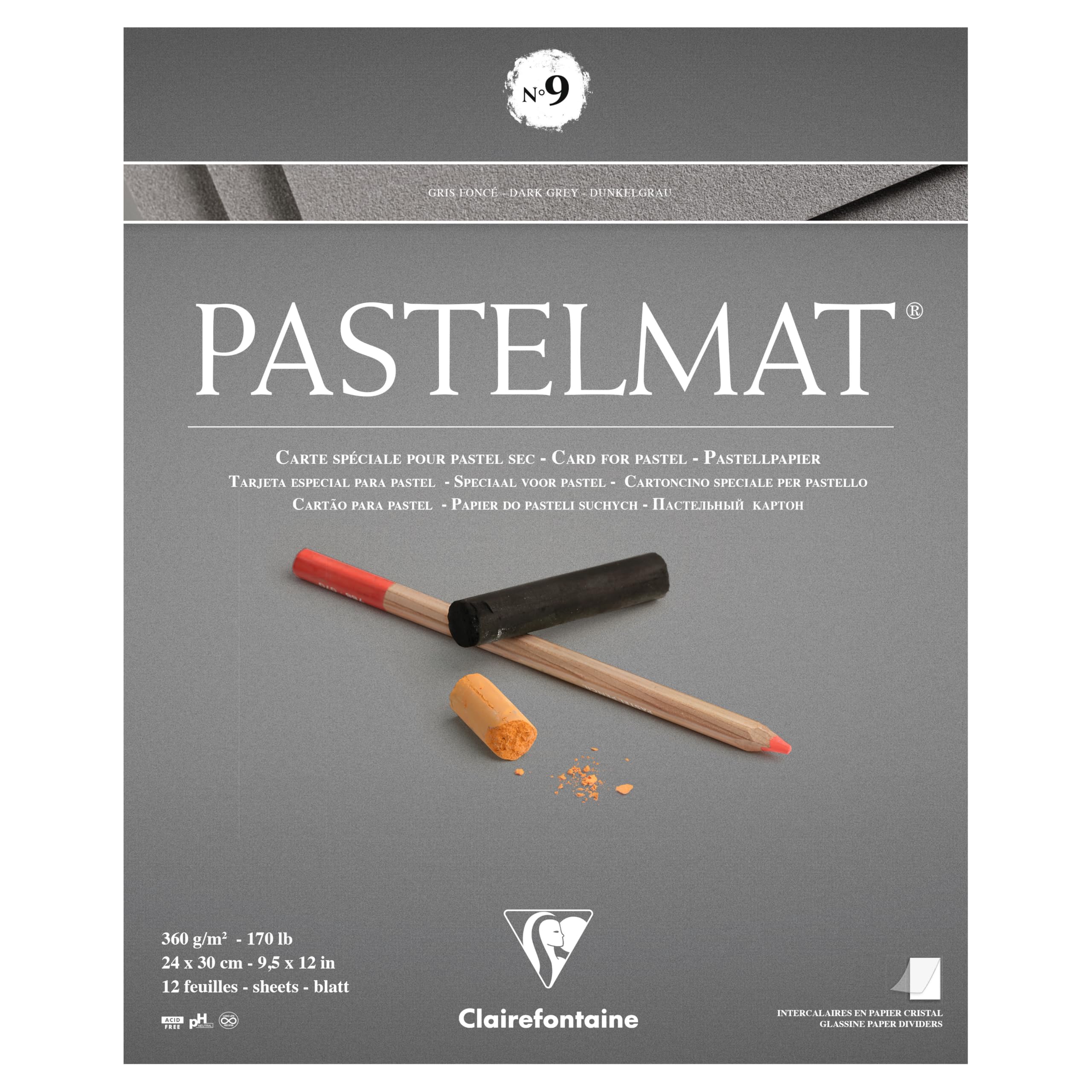 Clairefontaine 96214C blok Pastelmat nr 9, 360 g, 30 cm, 12 arkuszy