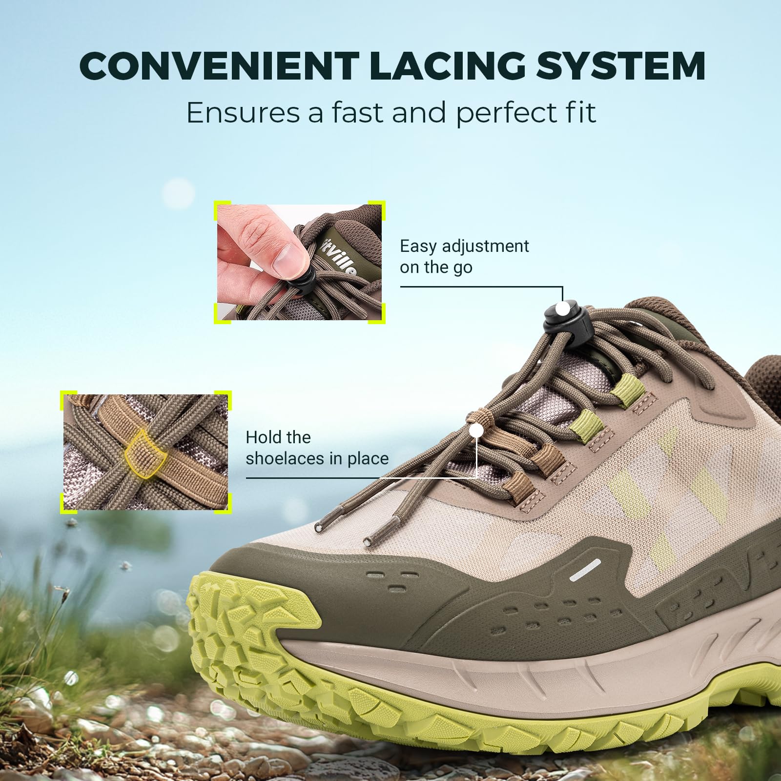 FitVille Scarpe da Escursionismo Uomo Extra Larghe Impermeabili e Antiscivolo Sneakers da Trekking Scarpe Sportive per Camminare e Outdoor
