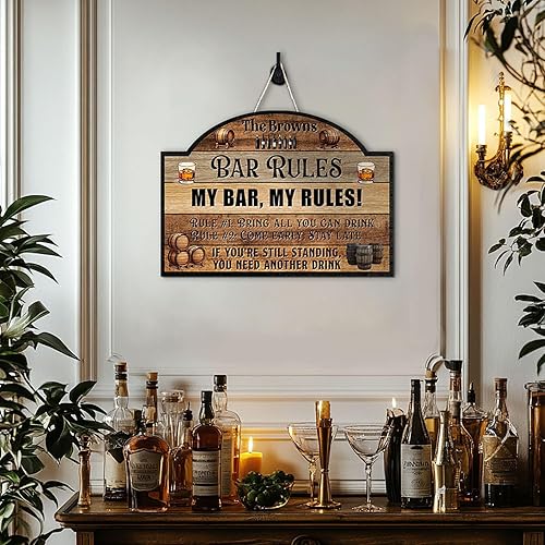 Miniatura 7 de THUYPT - Letrero de madera con reglas de barra para el hogar, bar, sótano, decoración de bar para colgar en la pared, letrero de madera impreso