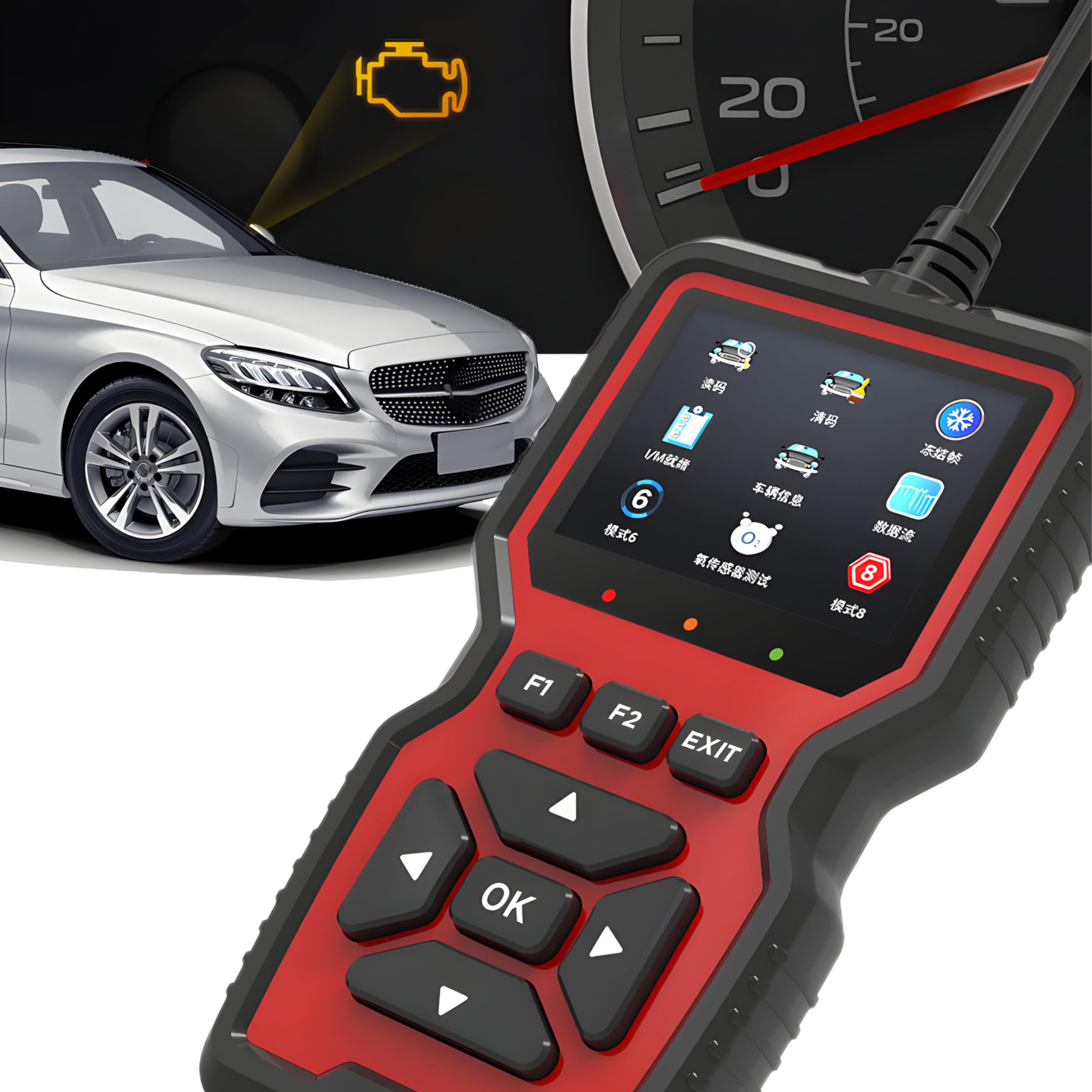 Retoo OBD2 Dispositivo de Diagnóstico Auto Lector, Escáner de Códigos de Error Análisis de Motor, Lector para Vehículos 9–16V, Diagnóstico de Sistema de Vehículo Multilingüe, Lector de Códigos V519