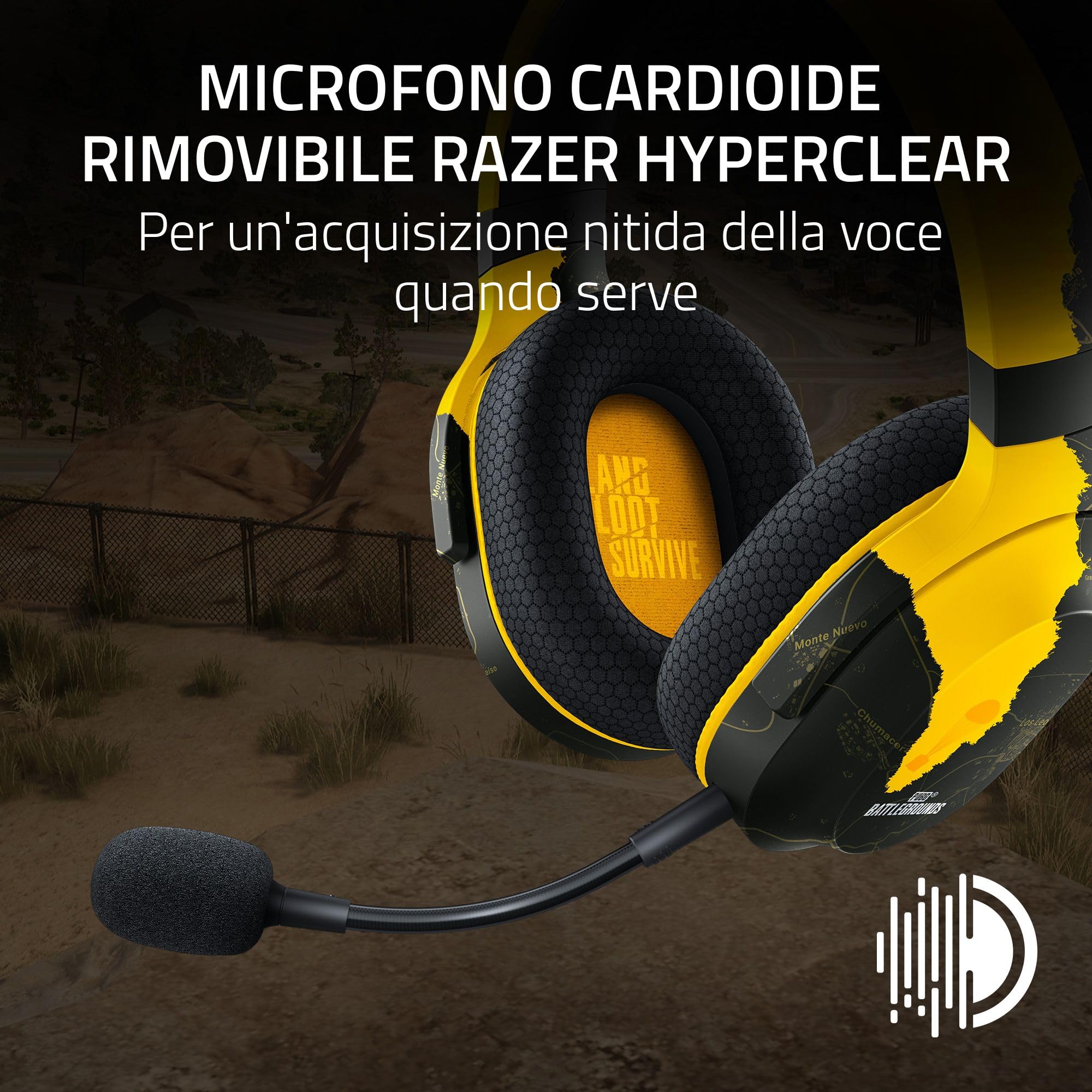 Razer Barracuda X (2022) - Cuffia Wireless Multipiattaperma per Giochi e Dispositivi Mobili (SmartSwitch Dual Wireless, 250 g di Design Ergonomico, Triperce 40 mm, Microfono Cardioide) PUBG Edition