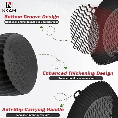 Miniatura 3 de Olla de silicona para freidora de aire, forros cuadrados de silicona para freidora de aire aptos para alimentos, reemplazo de revestimientos de